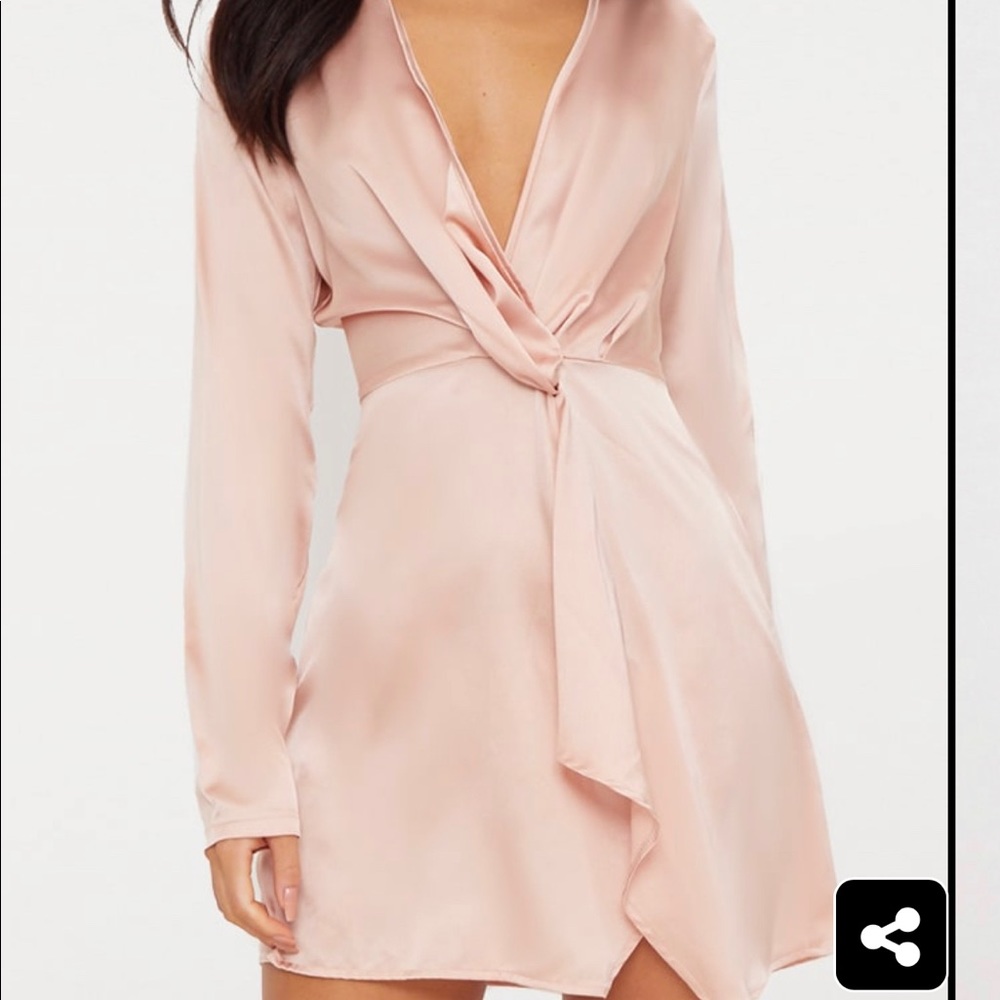 NWT! Nude (pinkish) satin wrap dress